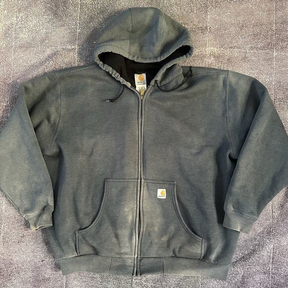 Men's Carhartt Thermal Lined Hooded Full Zip Heavyweight Work Sweatshirt Sz 2XL - Picture 1 of 4